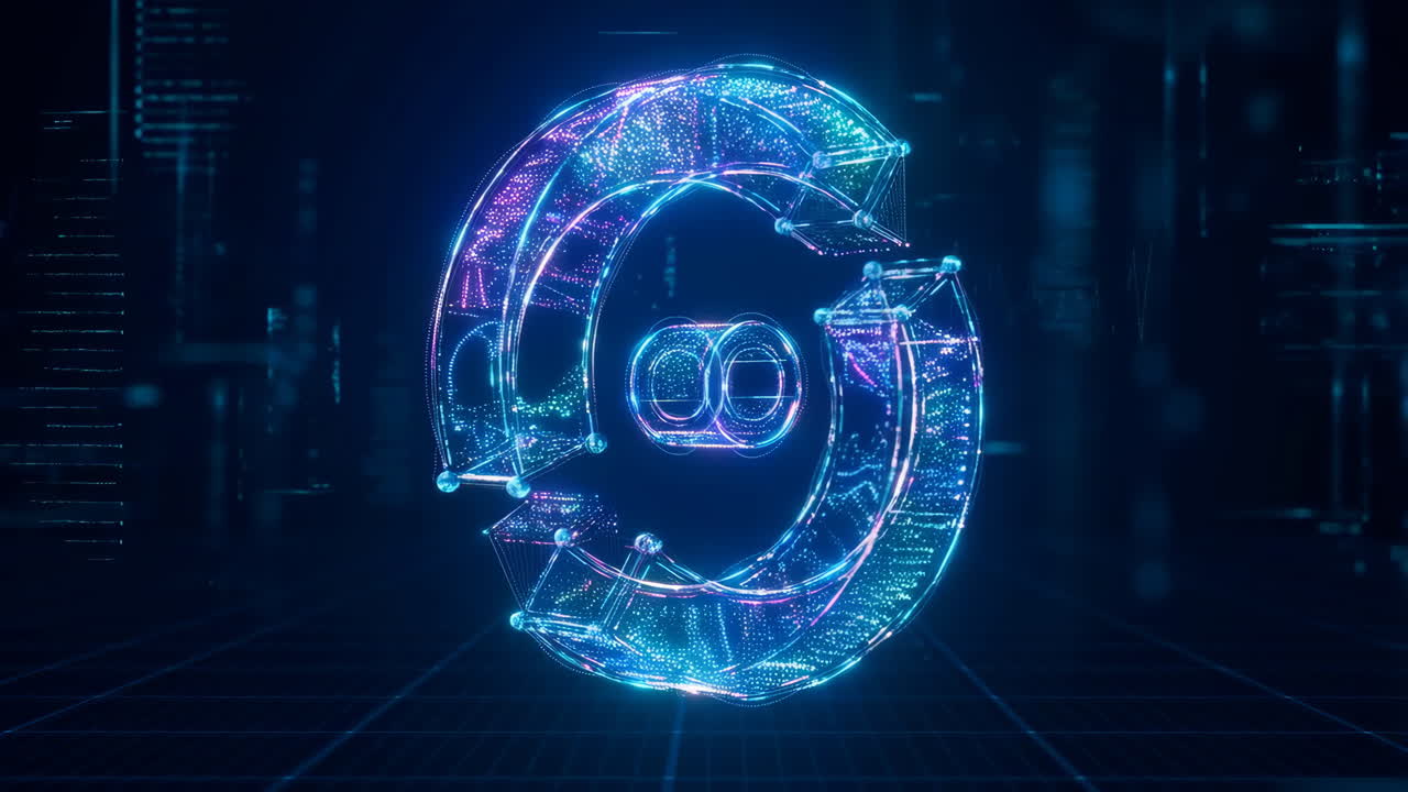 Abstract Digital Cycle with Glowing Neon Lines