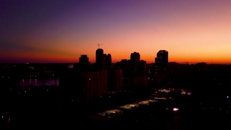 4k aerial video of orange sunset over downtown st petersburg, florida skyline