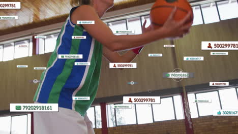 animated data points overlaying basketball player in action on court