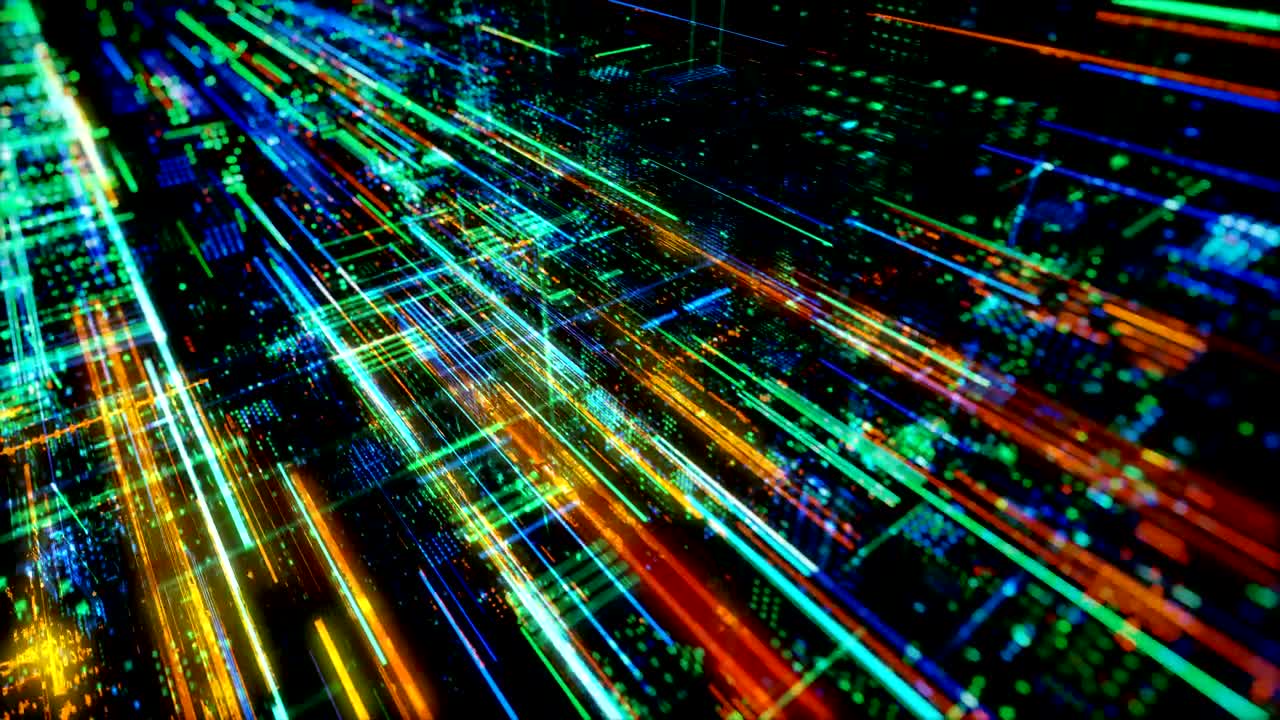 Data transfer and future technology, cyber security concept background, abstract hi speed digital internet. Motion blur. 3D render 4K loop