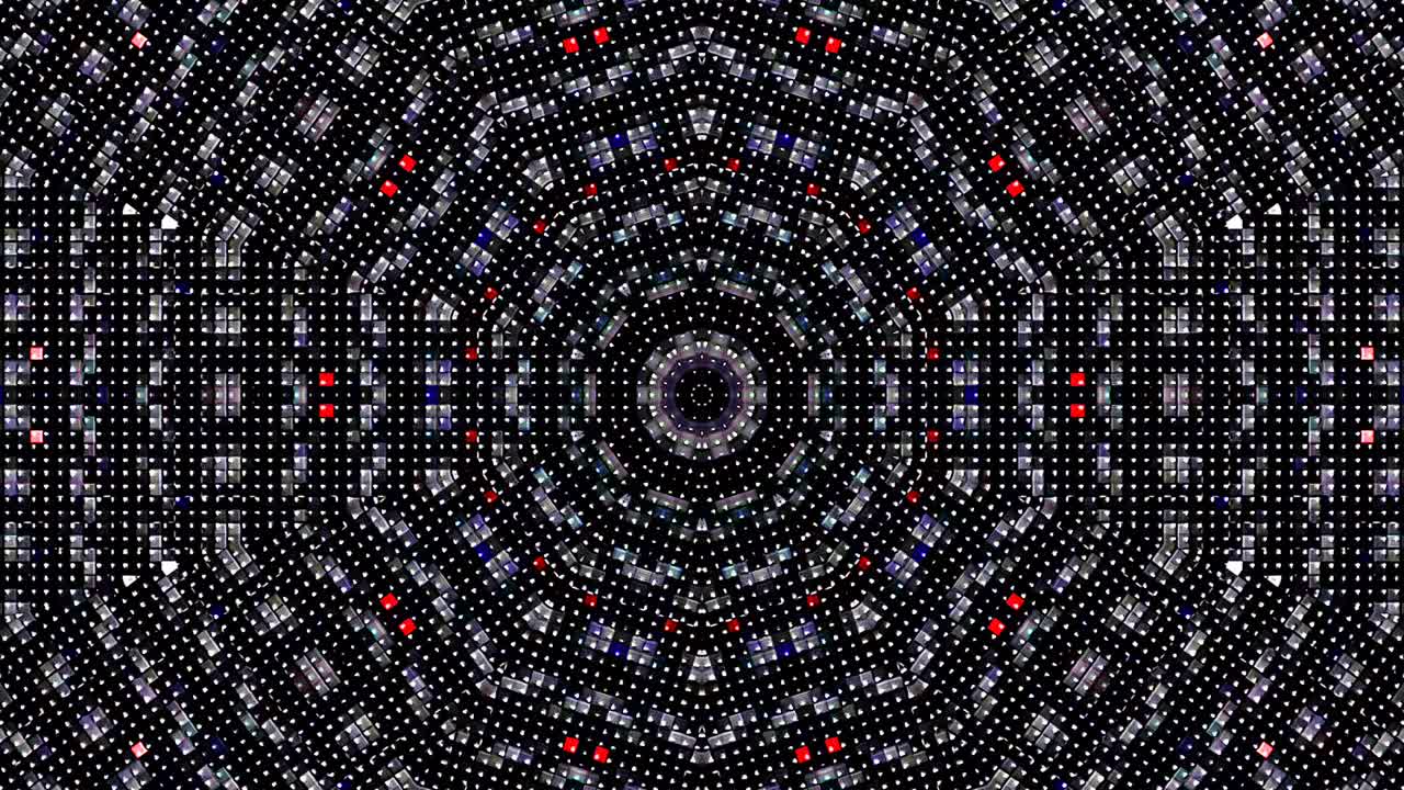 conjunto de puntos en forma de círculo movimiento de onda, colorido, sobre fondo negro