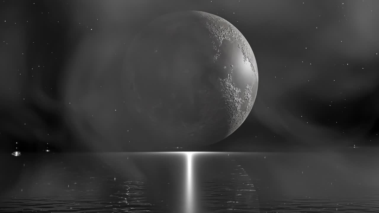 안개 에서 흐르는 물 위의 달과 비슷합니다.