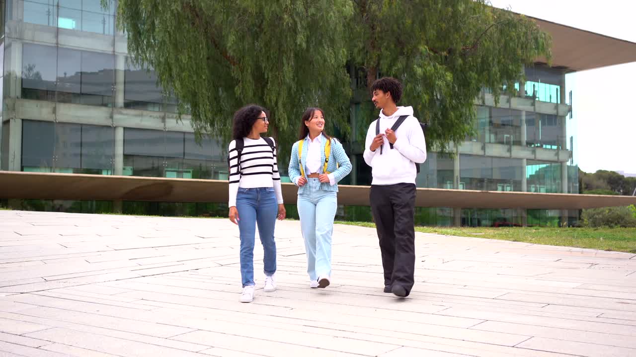 Students walking on university campus