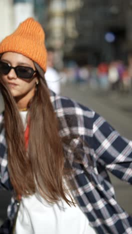 stylish woman in city street