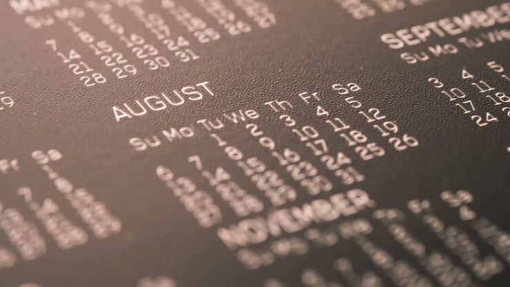 Detail shot of a calendar on table,