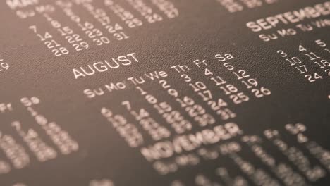 detail shot of a calendar on table,