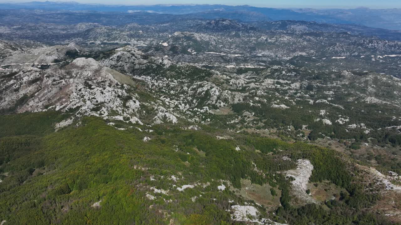Panoramic aerial view of the national park of Lovcen in Montenegro.