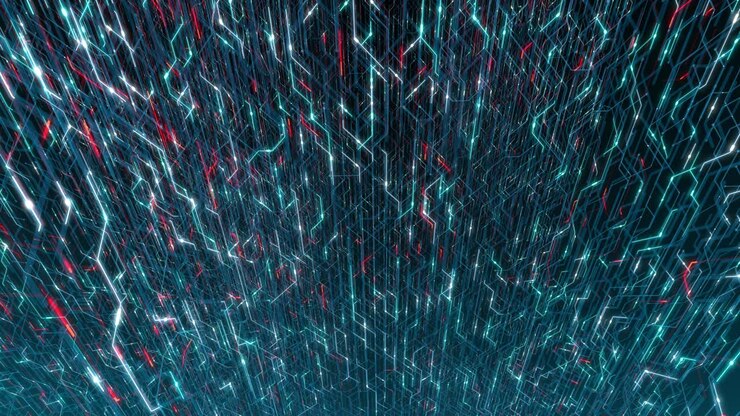 4K seamless loop abstract futuristic electronic circuit board.