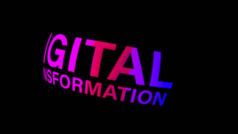 título de la palabra de transformación digital colorida de 4k - ilustración en 3d de la palabra aislada transformación digital ciclo de rotación animación concepto de introducción aislado utilizando prores de canal alfa de quicktime 4444.