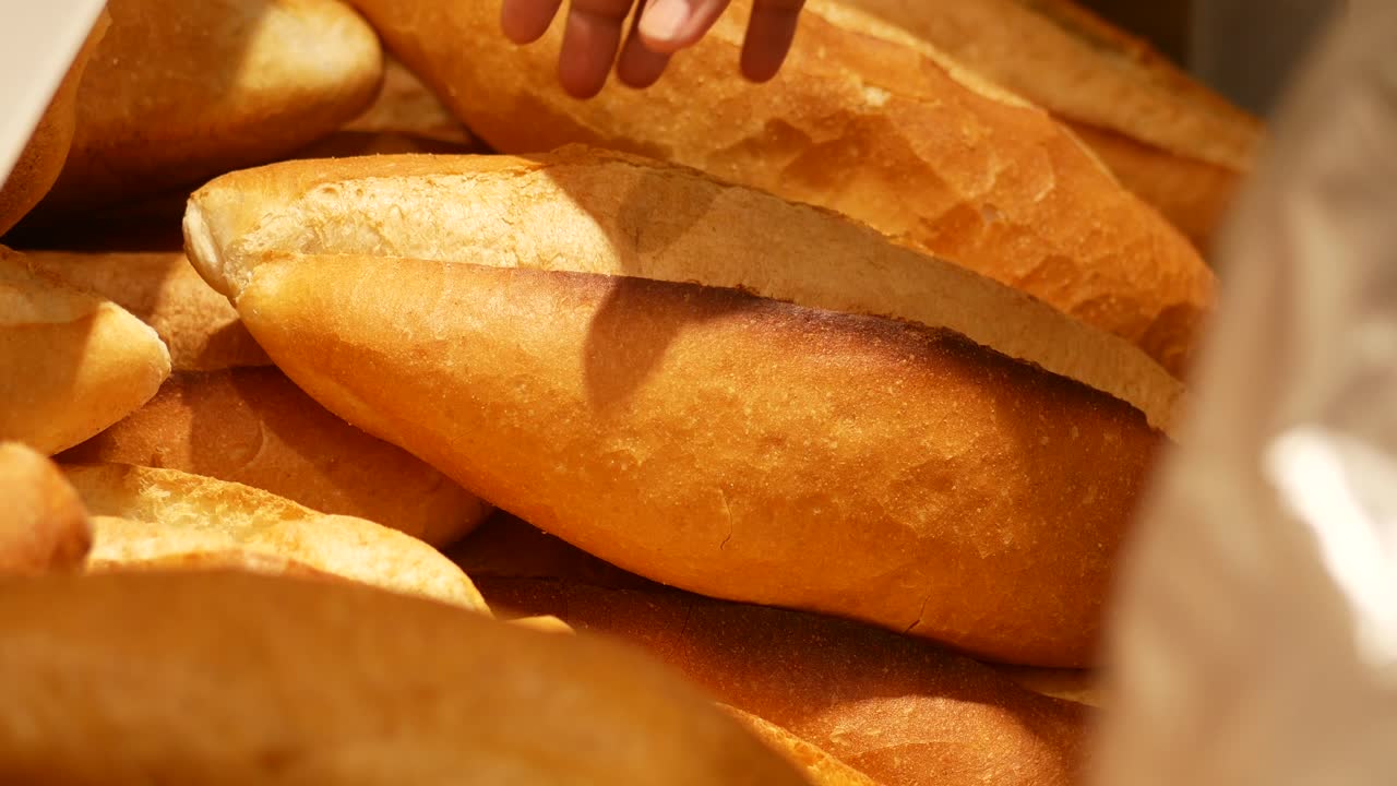 Fresh Baguettes at a Bakery