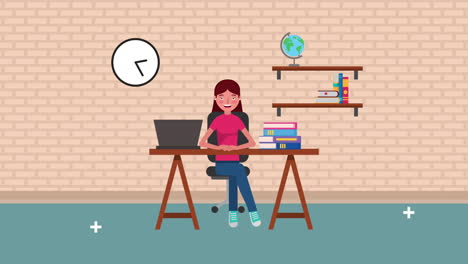 joven mujer de negocios en la oficina trabajando