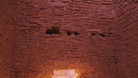 vintage brickwork with red sandstone bricks at the wukoki pueblo ruins