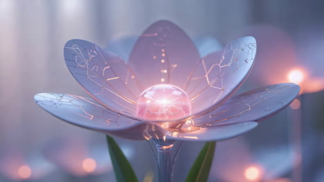 ethereal glowing sci-fi flower with circuit patterns