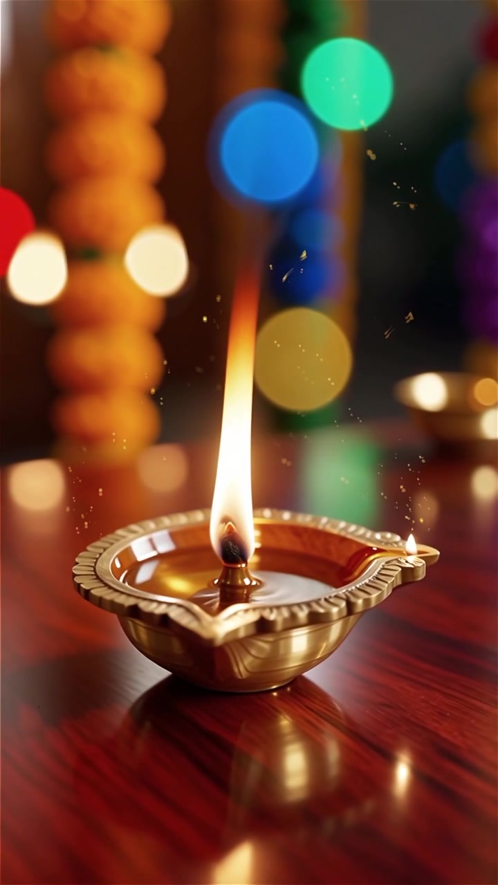 Sfondo del Festival Diwali con lanterne e decorazioni tradizionali Diyas.