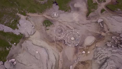 drone aerial shot of the sphinx at bucegi mountains