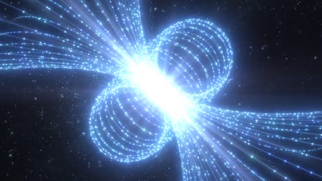 beautiful magnetic force field lines of quasar energy star in space - 4k seamless loop motion background animation