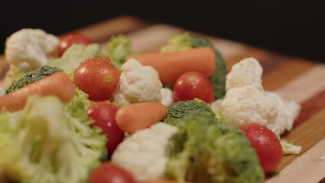 A-pile-of-vegetables-spinning-on-a-cutting