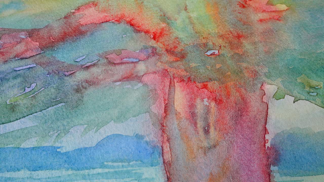 Aquarel van een boom. Opname van de tekening.