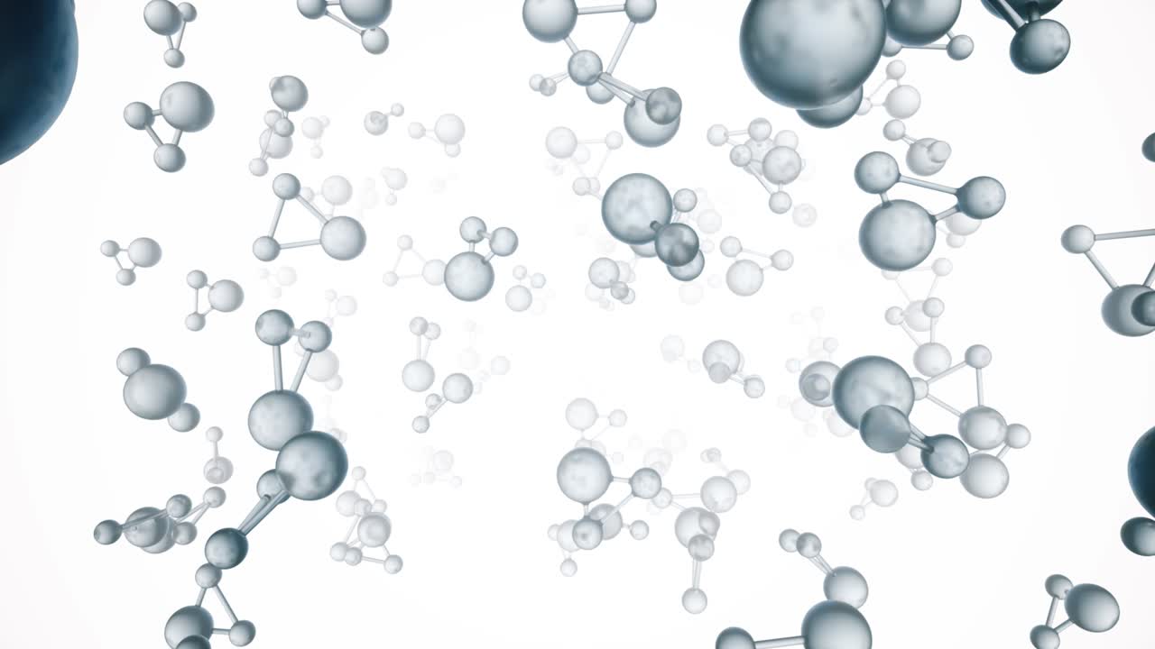 물의 분자 또는 원자, 과학 또는 의학, 무결 루프 3d 렌더링