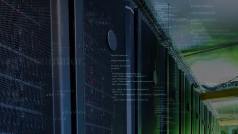 animación del procesamiento de datos en la sala de servidores
