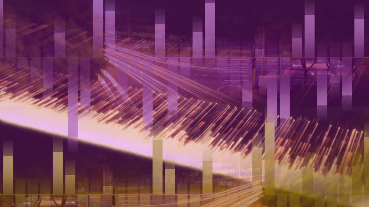 animación de una carretera con luces brillantes