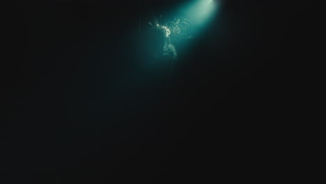 a creepy witch rises her head during the night storm