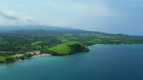 aerial view towards morro peixe in são tomé e principe,africa