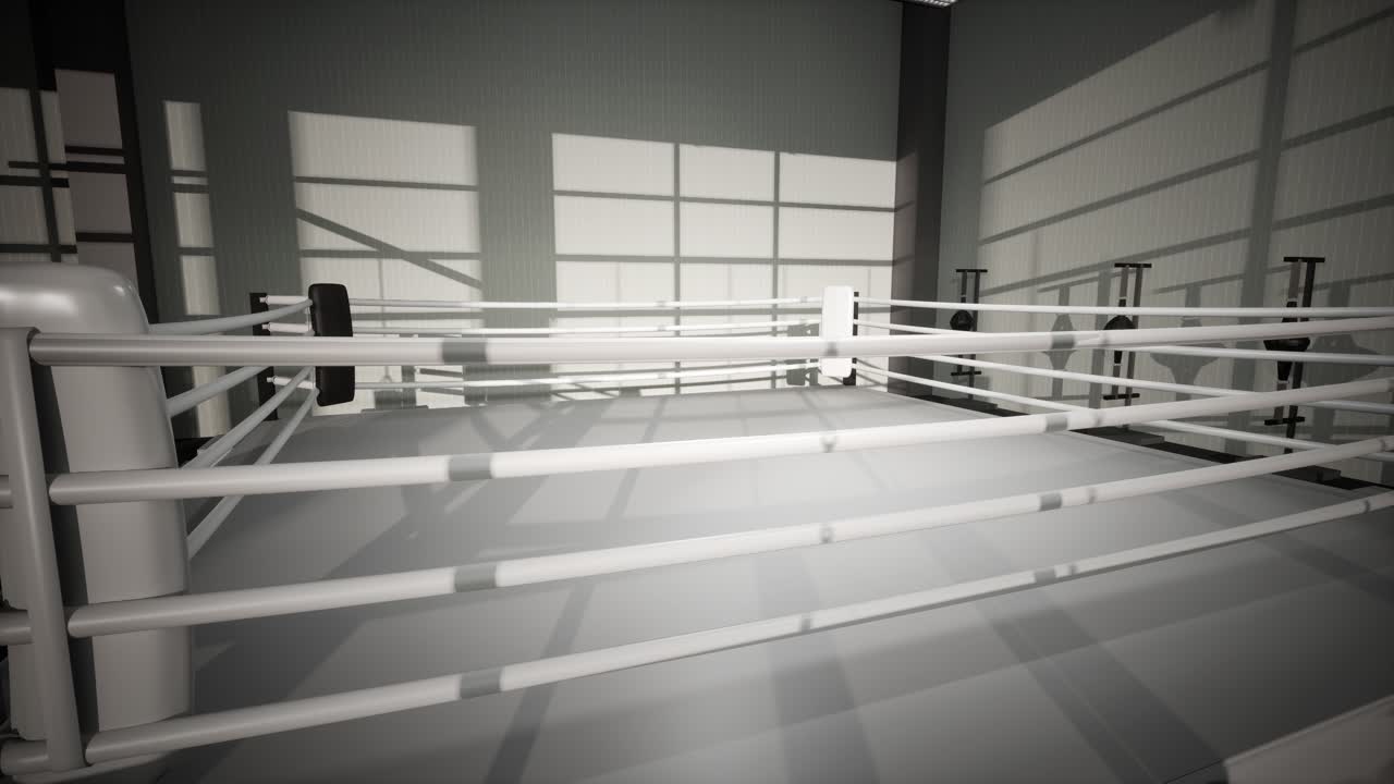 Sunlit Modern Boxing Gym With Empty White Ring