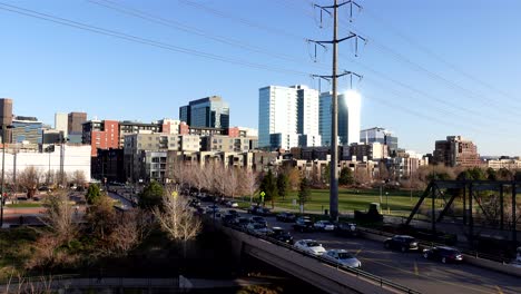 denver downtown view from the riverfront park