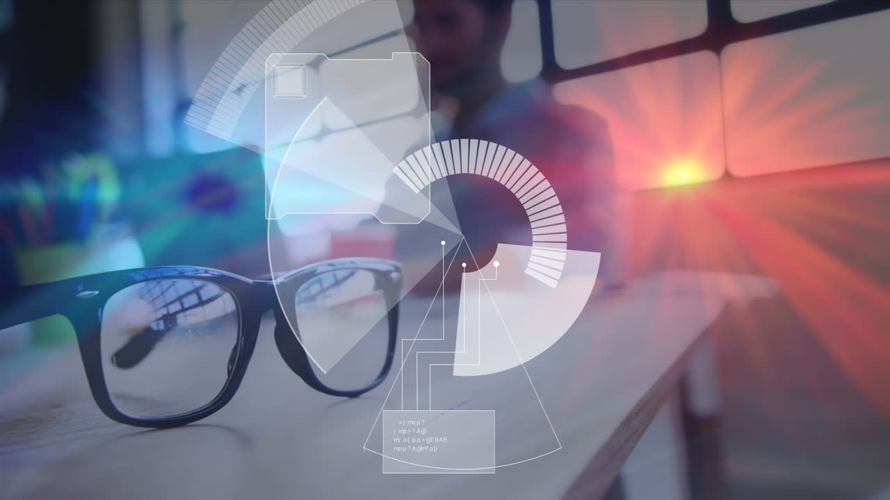 animación de escaneo de alcance sobre empresario caucásico en la oficina