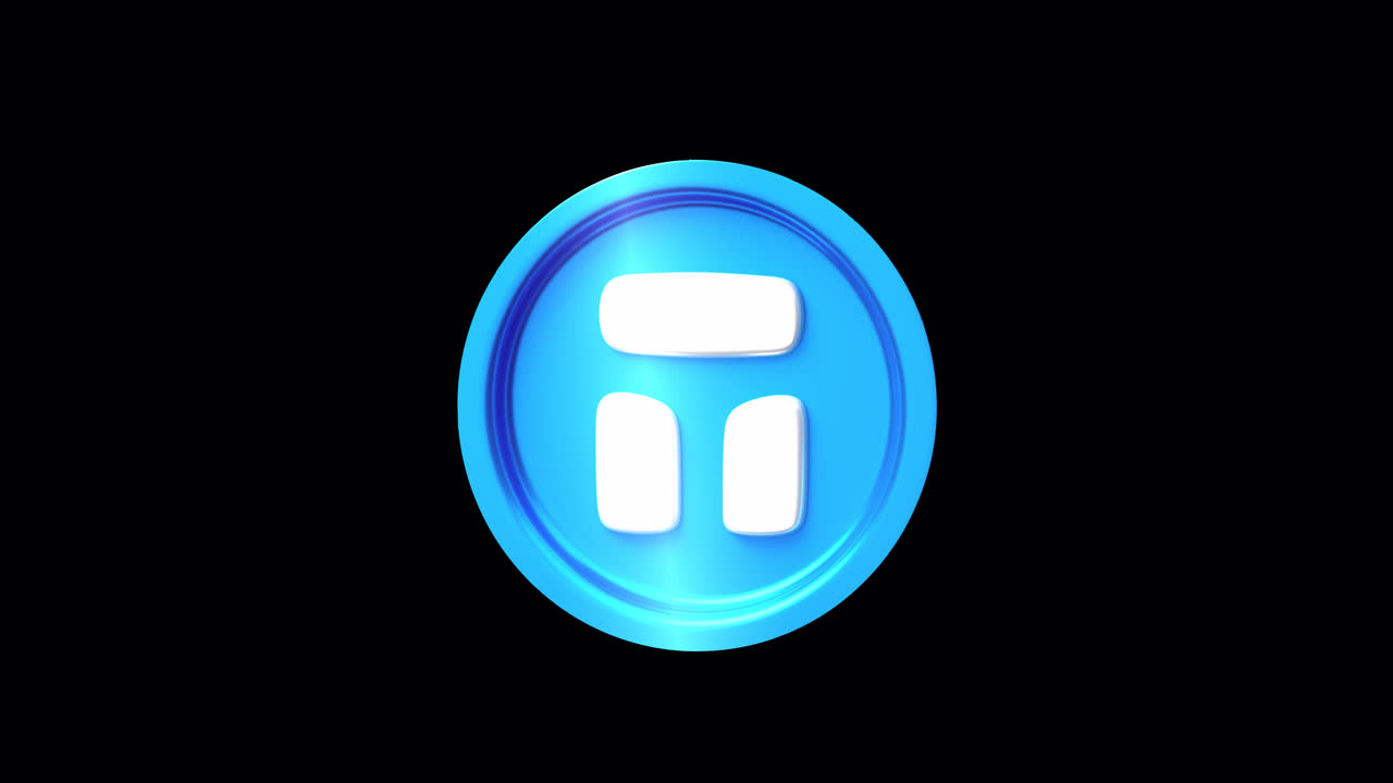 3D Animated Blue Pause Button Icon Rotating