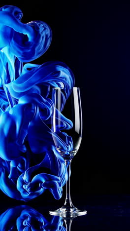 blue ink and champagne glass