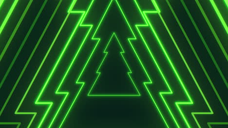 futuristic neon tree sign with green triangular lights