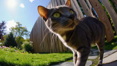 gato en un jardín