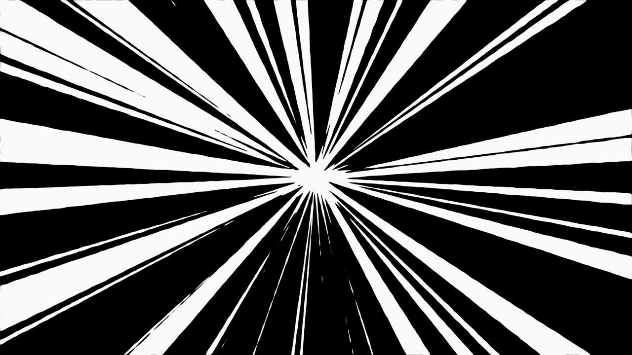 4K Comic Cartoon Super Fast Speed line From Center Loop Animation Black And White Background. Anime Comic Speed Lines. Anime motion background. Fast Speed line Black and White.