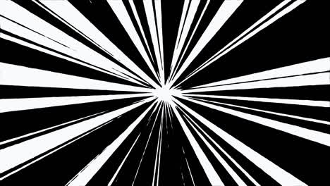 4k comic cartoon super fast speed line from center loop animation black and white background. anime comic speed lines. anime motion background. fast speed line black and white.