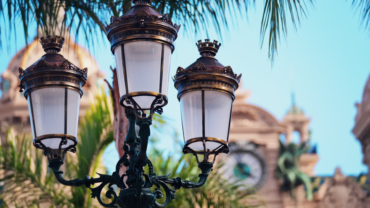 The facade of the Monte Carlo Casino with the blue sky on the background