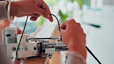 woman operating a sewing machine