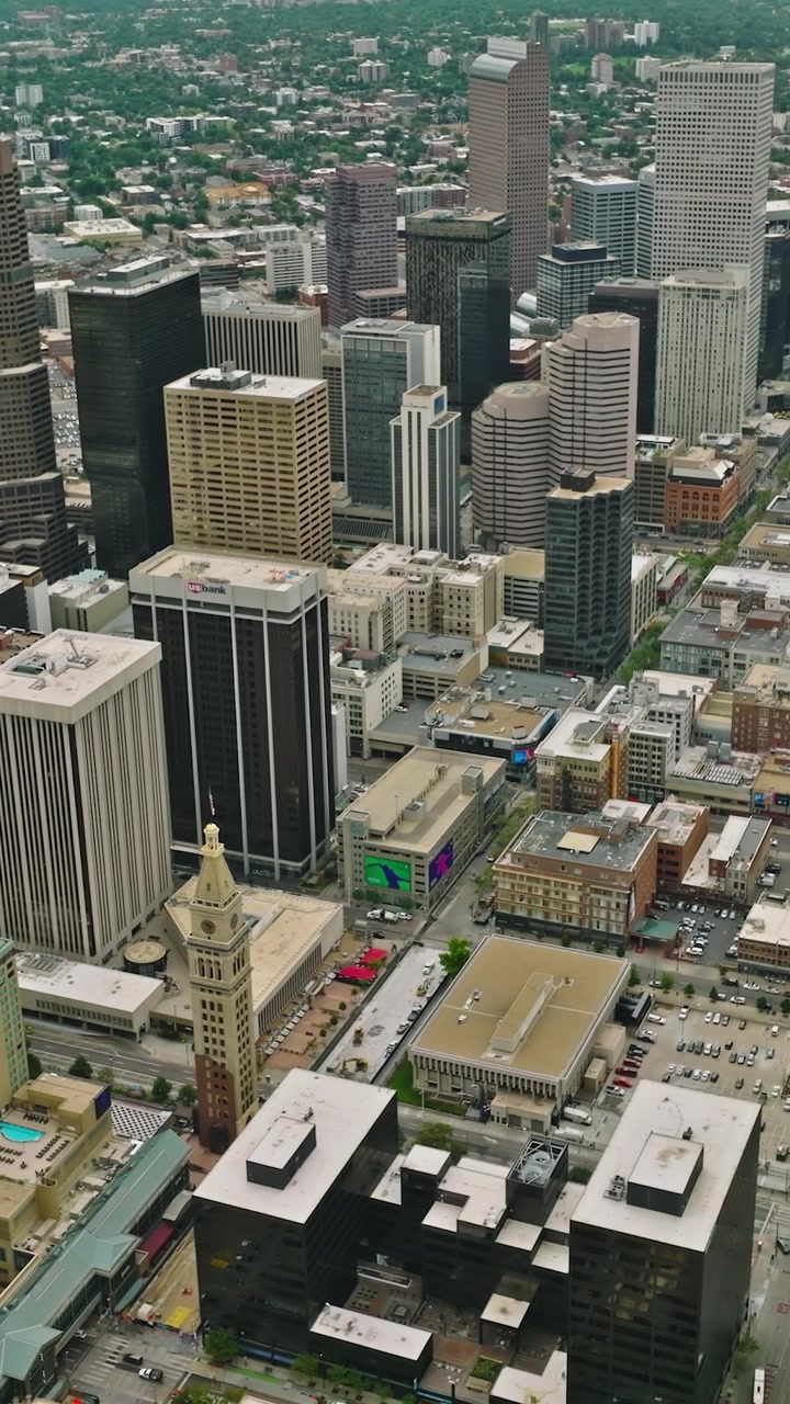 Panorama aereo urbano di Denver, Colorado, vista con drone
