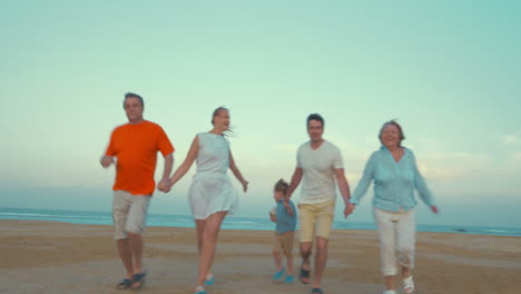bih happy family running on the beach