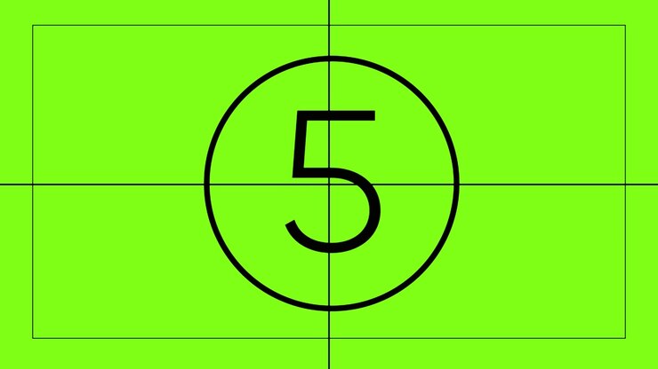 Classic Film Countdown Leader on Green Screen Background