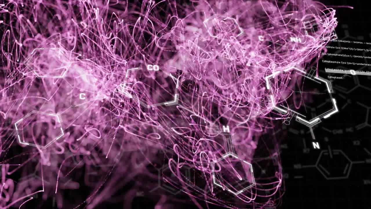 animación de la red de conexiones con estructuras químicas