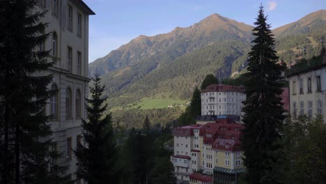 bad gastein, view of some of the belle époque hotels and the mountains of the alps in this historic spa town