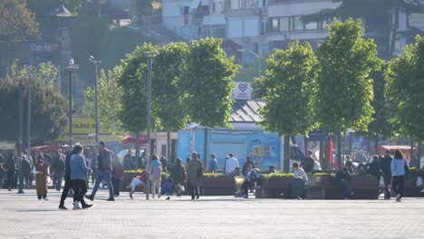 Busy City Plaza Scene