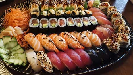 delicious sushi and sashimi platter