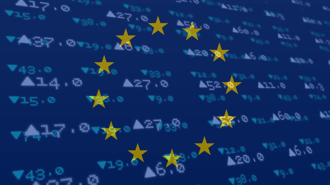 배경의 데이터 처리에 대해 회전하는 노란색 별