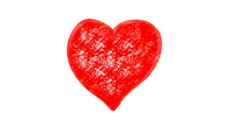 animación dibujada a mano de un corazón romántico rojo