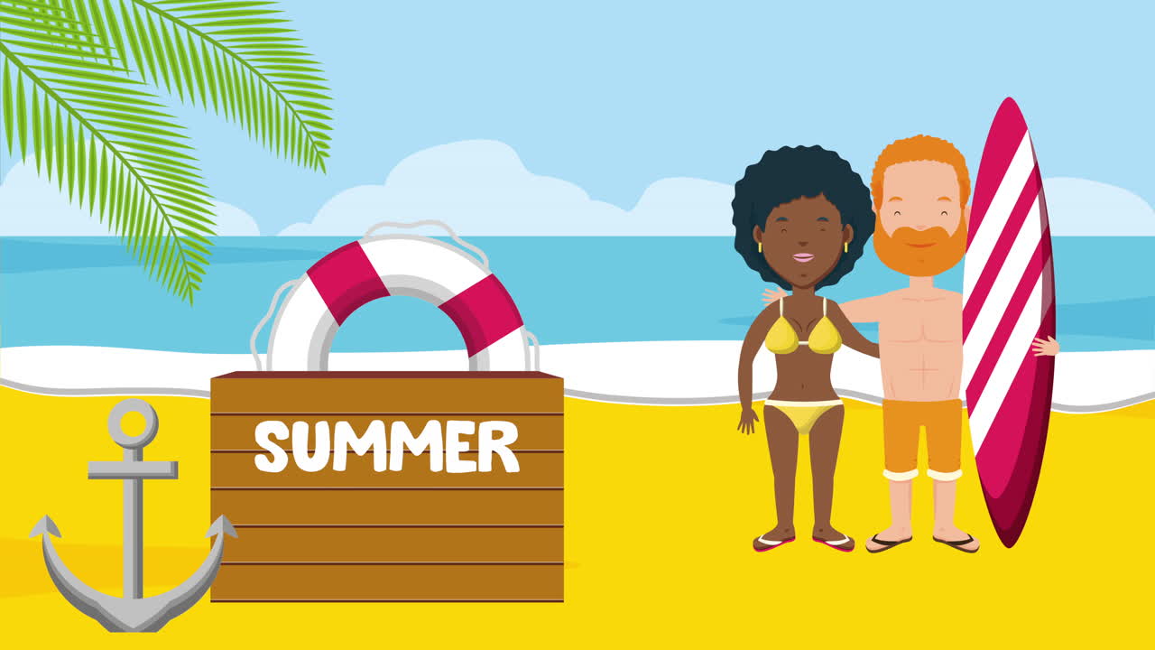 interracial couple on the beach summer time