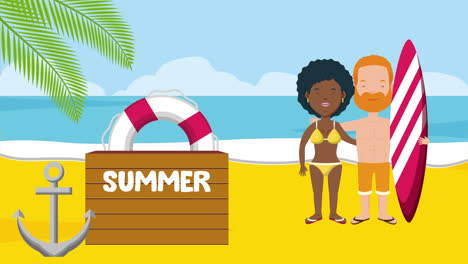 interracial couple on the beach summer time