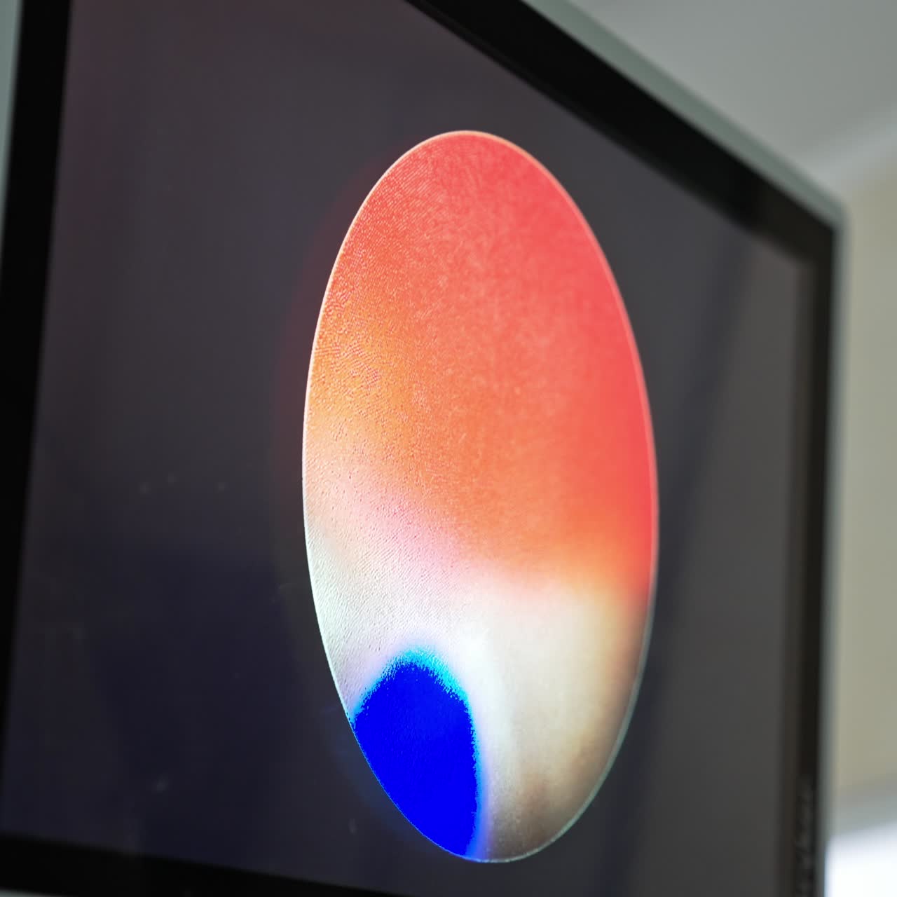 Working screen for surgeon's monitoring during the operation. Black screen with light circle showing inner organ